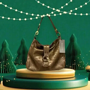 Donald  J Pliner Rhapsody Bronze Metallic Croco Embossed Handbag, NWT